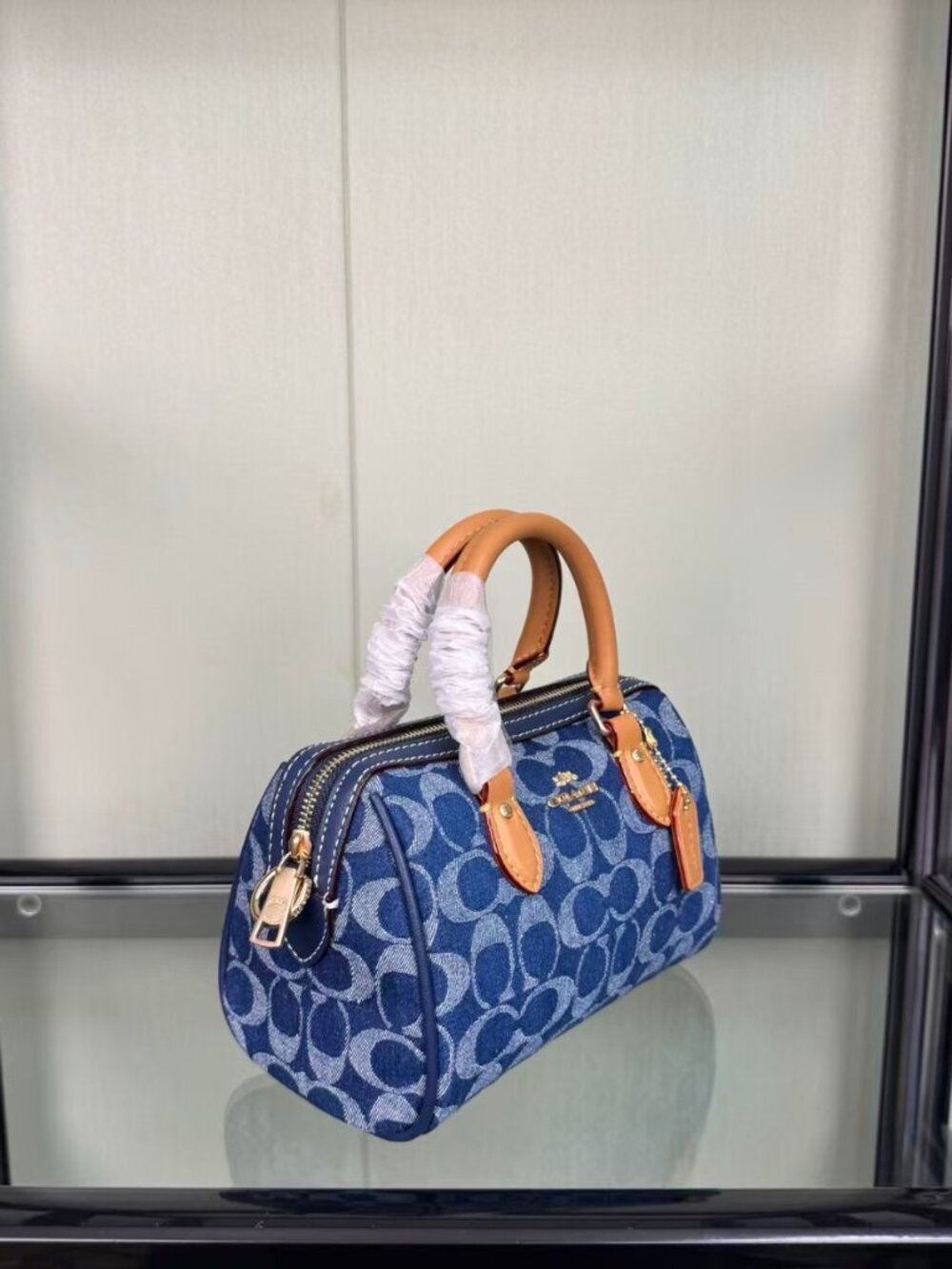 Coach Denim Mini Rowan Satchel with Signature Logo - Picture 4 of 7
